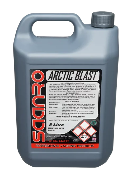 Arctic Blast non-caustic snow foam for effective cleaning.