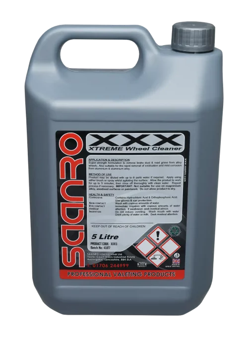XXX is an acidic wheel cleaner for a superior finish.